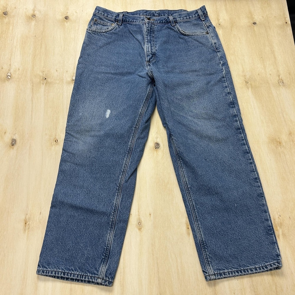 Carhartt Relaxed Fit Jeans Mens‎ 40x30 Medium Denim Flannel Lined Workwear B172